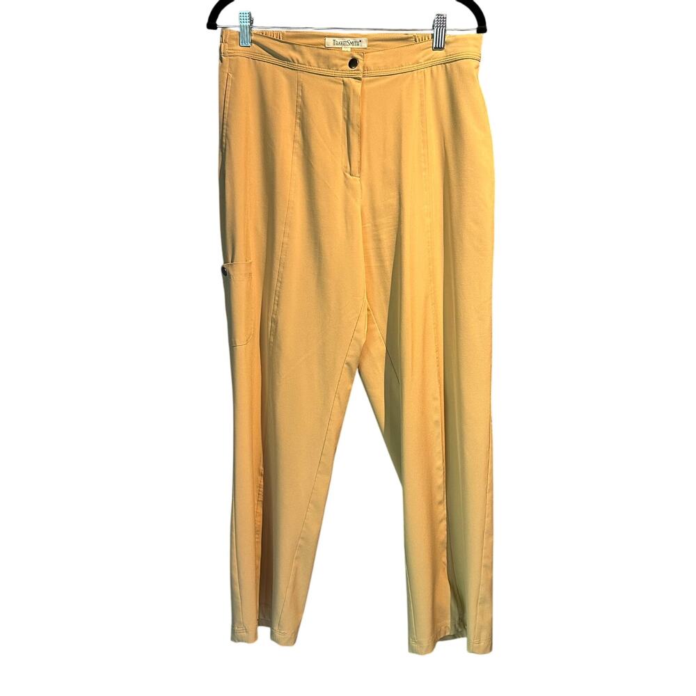 Travel Smith Size Medium Khaki Pants Petite Pockets Stretchy Comfy Lightweight